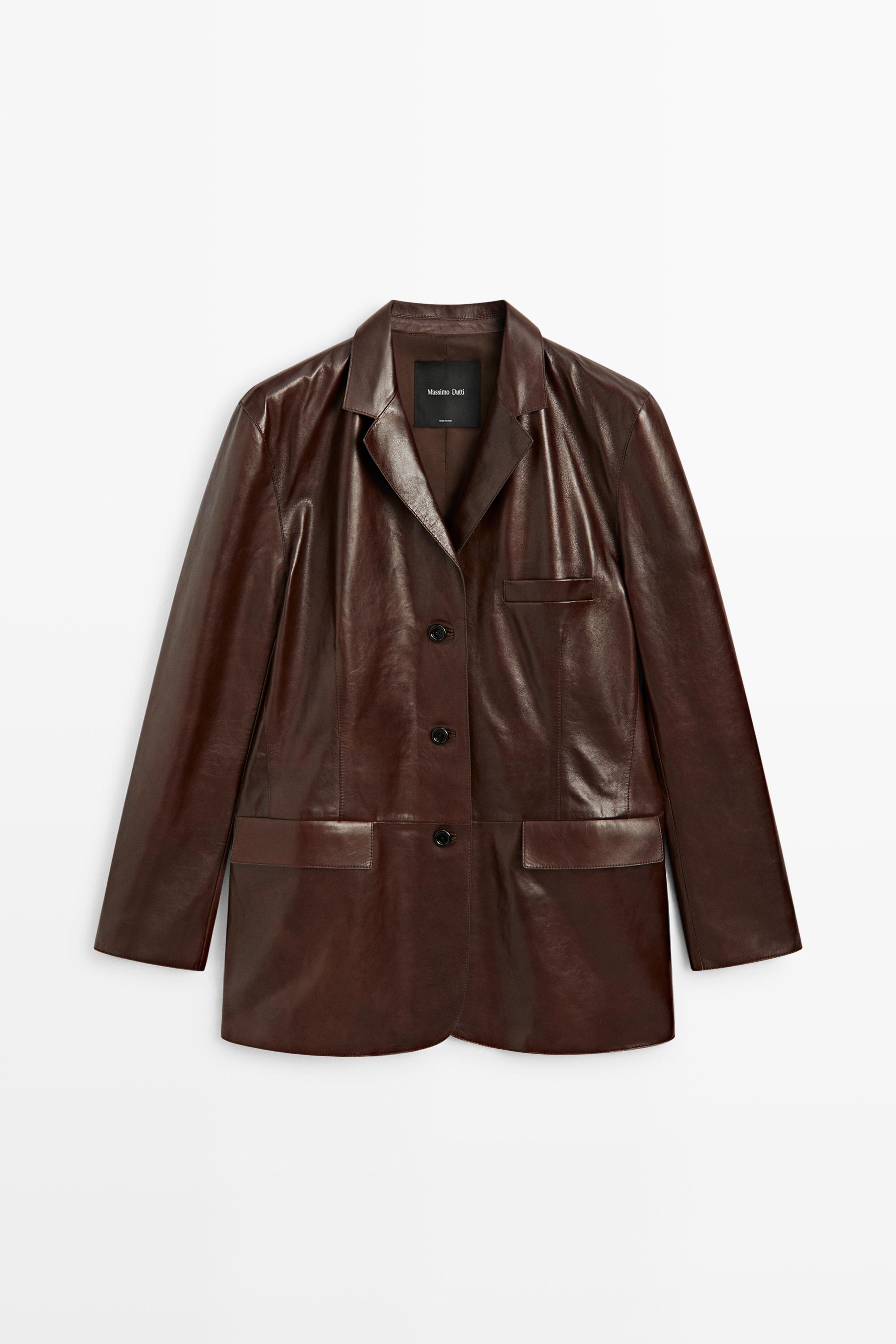 Nappa leather blazer with pocket detail